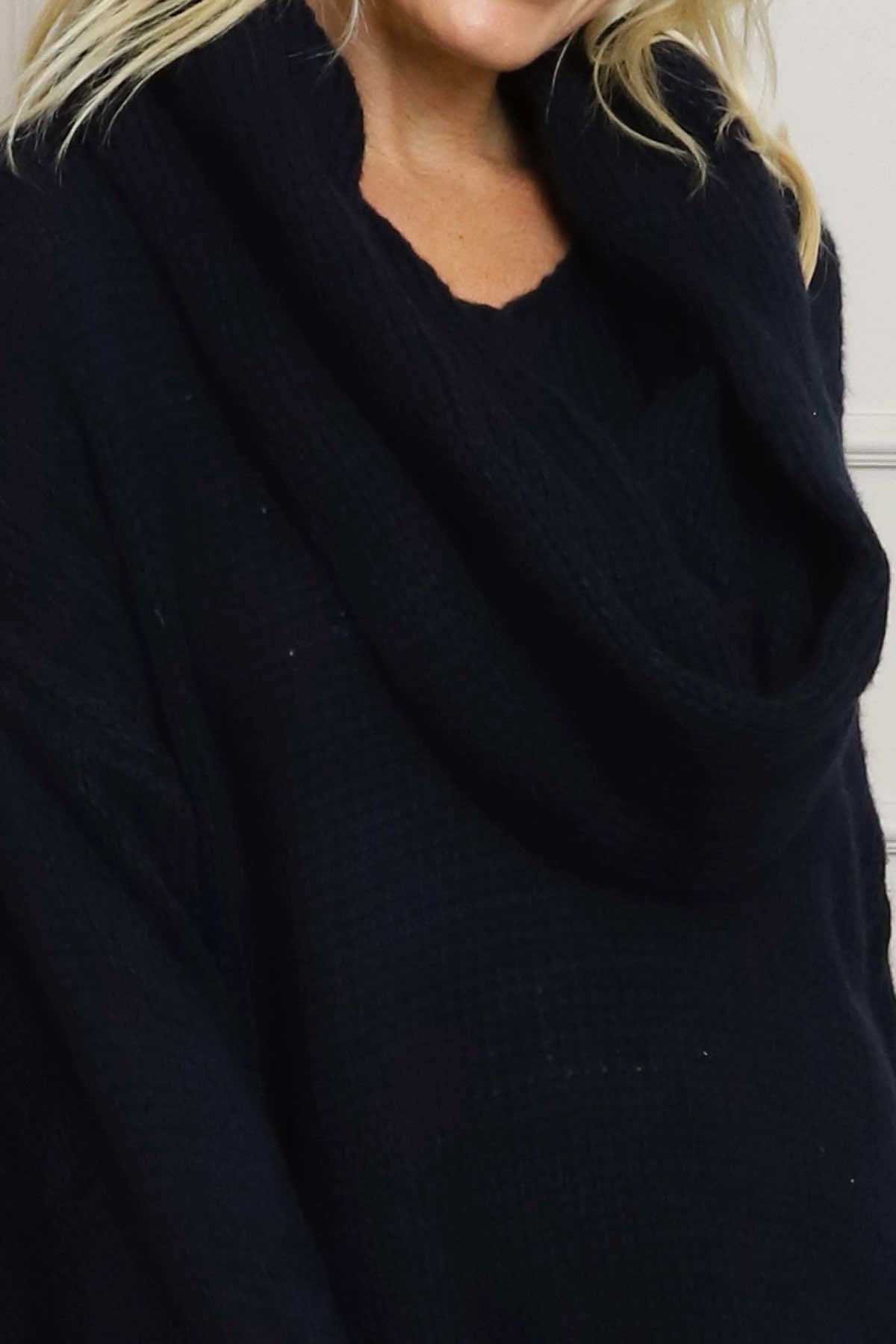 Baylin Scarf Knitted Jumper Navy