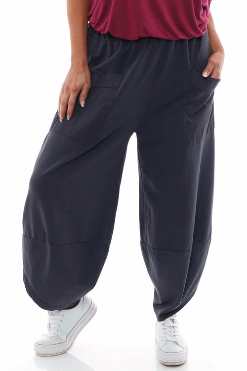 Blanca Pocket Cotton Trousers Charcoal - Image 2