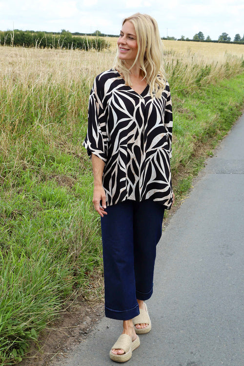 Morgan Print V-Neck Top Black - Image 3