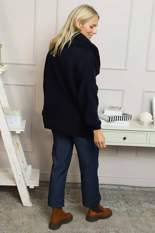 Baylin Scarf Knitted Jumper Navy - Image 4