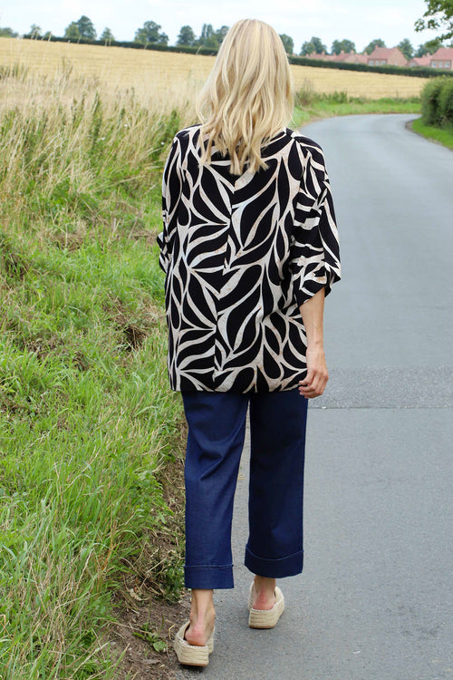 Morgan Print V-Neck Top Black - Image 4