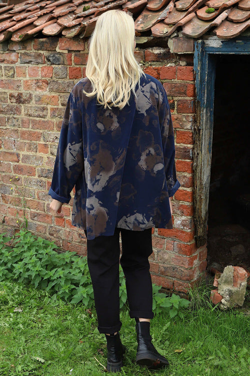 Rachel Print Needlecord Top Navy - Image 4