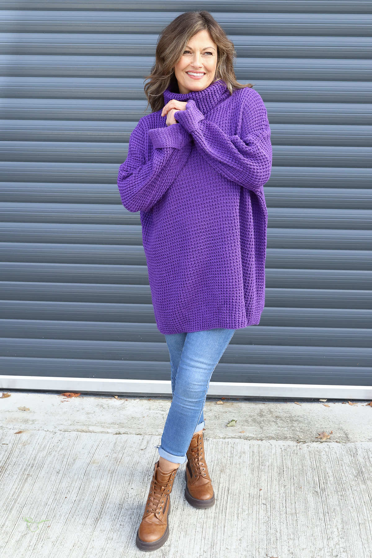 Romilly Polo Neck Knitted Jumper Purple
