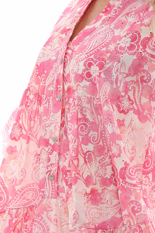 Great Ayton Broderie Anglaise Maxi Dress Fuchsia - Image 2