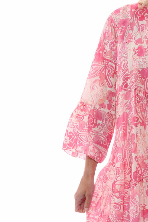 Great Ayton Broderie Anglaise Maxi Dress Fuchsia - Image 4