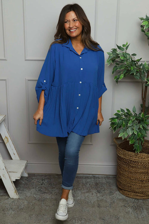 Jennifer Pleated Shirt Cobalt - Image 2
