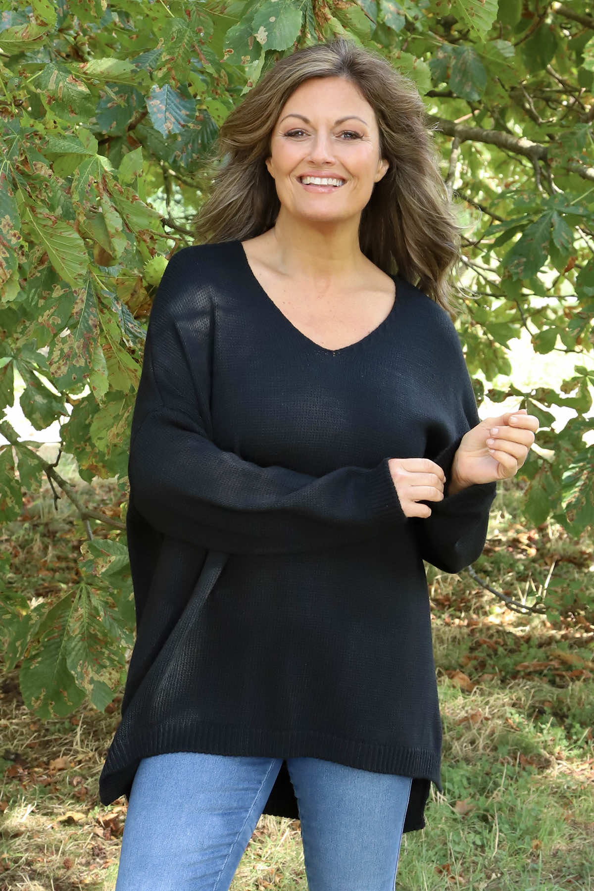 Josephine V-Neck Knitted Jumper Black