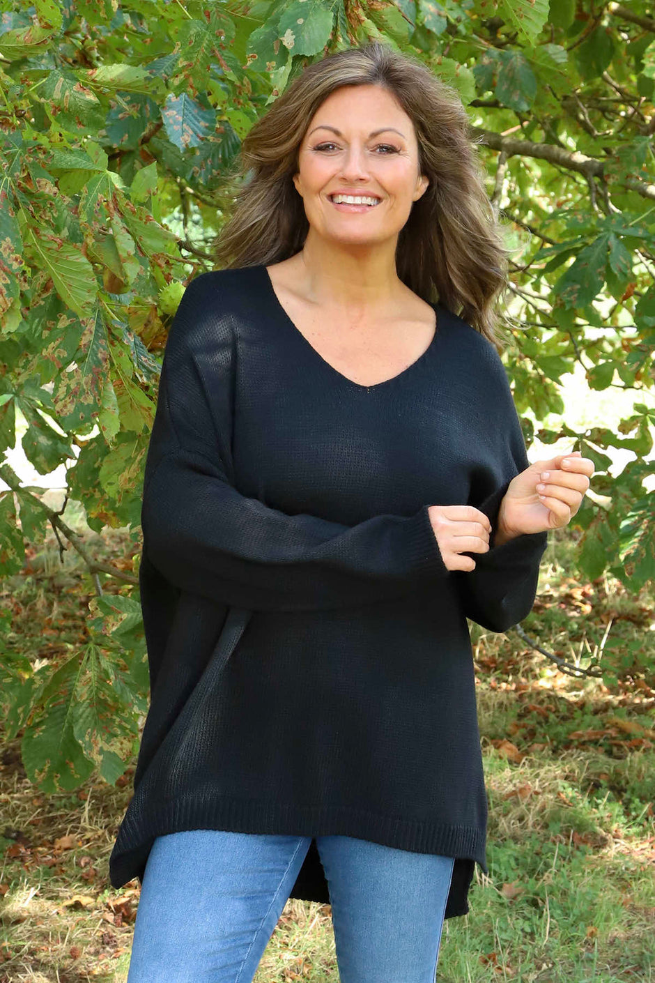 Josephine V-Neck Knitted Jumper Black