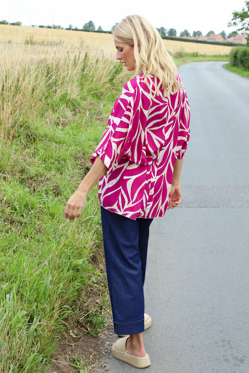 Morgan Print V-Neck Top Berry - Image 4