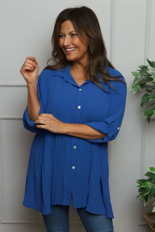 Jennifer Pleated Shirt Cobalt - Image 1