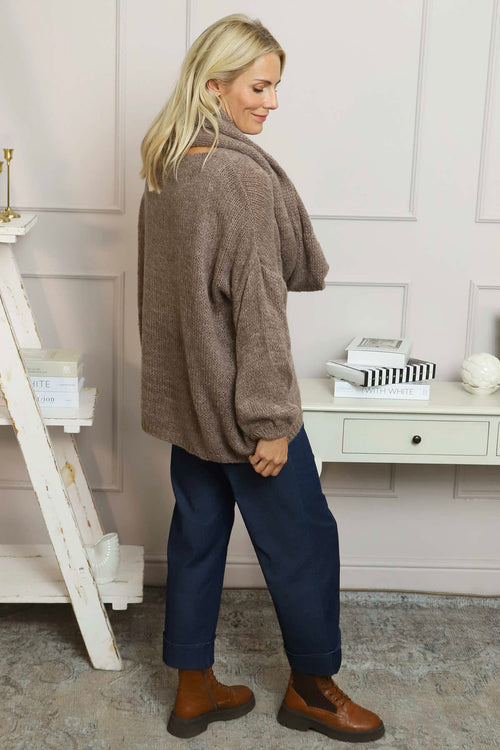 Baylin Scarf Knitted Jumper Mocha - Image 4