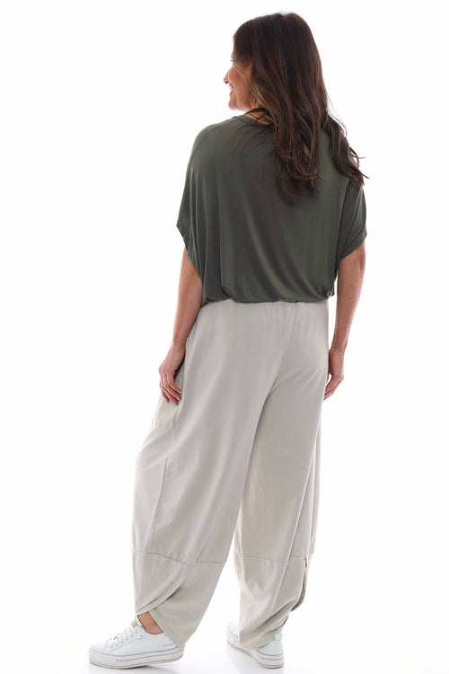 Blanca Pocket Cotton Trousers Stone - Image 4