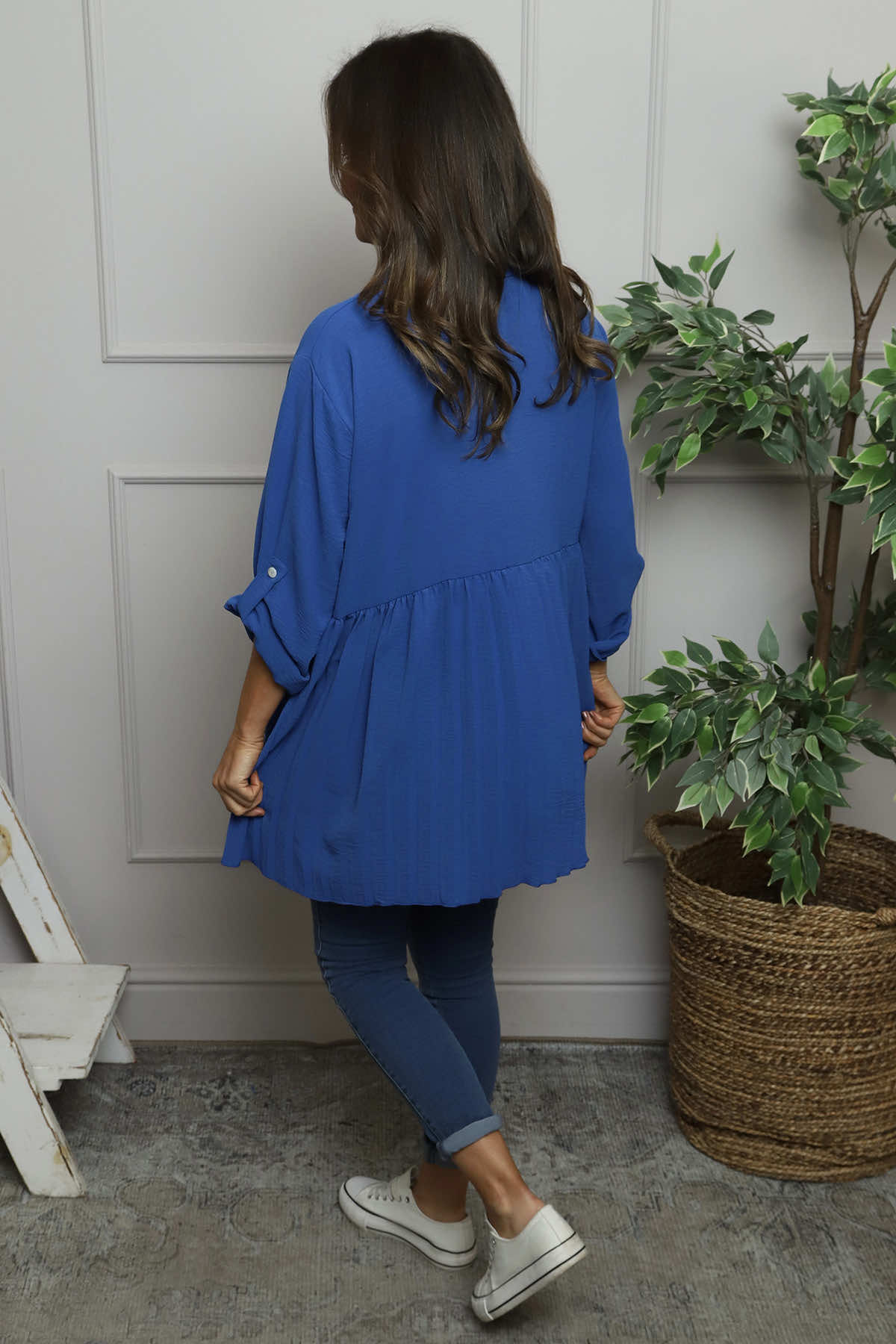 Jennifer Pleated Shirt Cobalt