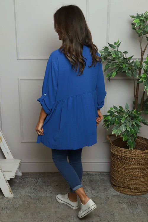 Jennifer Pleated Shirt Cobalt - Image 4