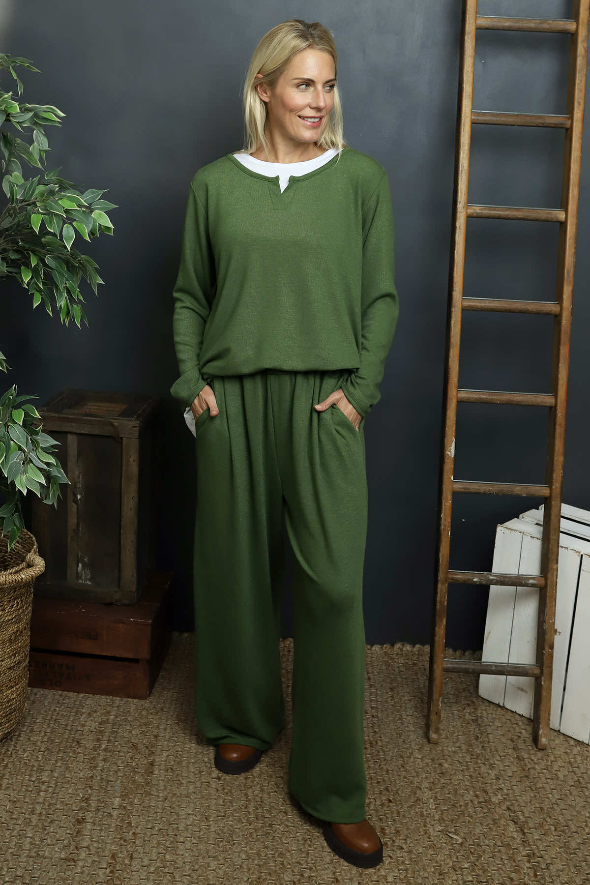 Rehema Wide Leg Trousers Green