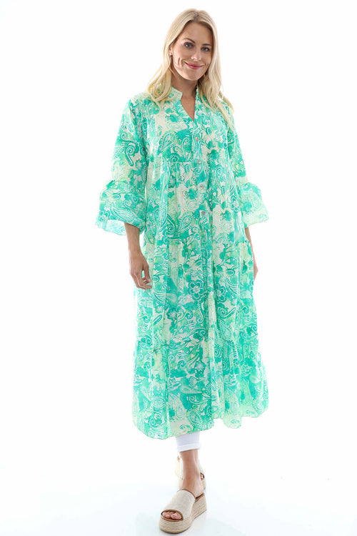 Great Ayton Broderie Anglaise Maxi Dress Green - Image 1