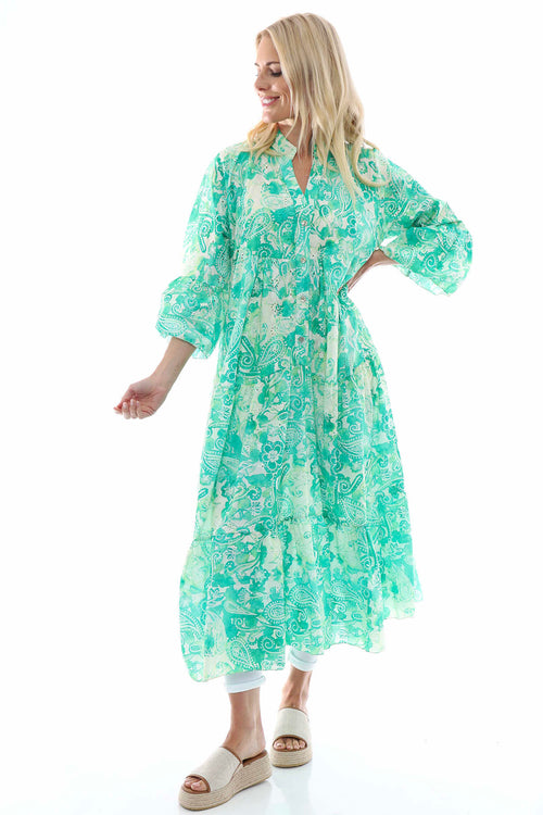 Great Ayton Broderie Anglaise Maxi Dress Green - Image 2