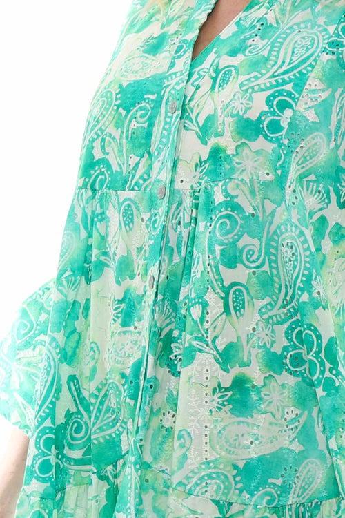 Great Ayton Broderie Anglaise Maxi Dress Green - Image 3