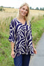 Morgan Print V-Neck Top Navy