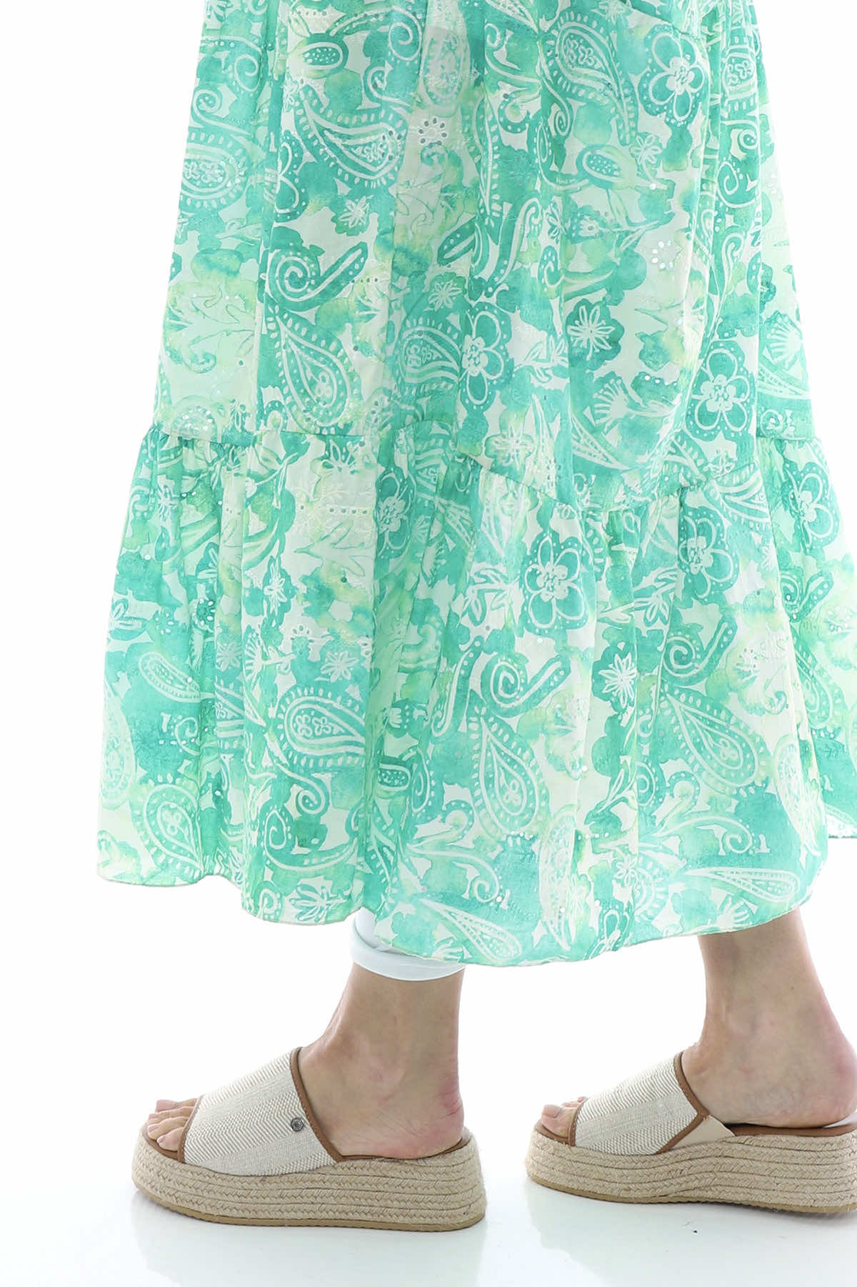 Great Ayton Broderie Anglaise Maxi Dress Green