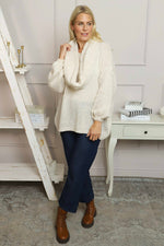 Baylin Scarf Knitted Jumper Stone Stone - Baylin Scarf Knitted Jumper Stone