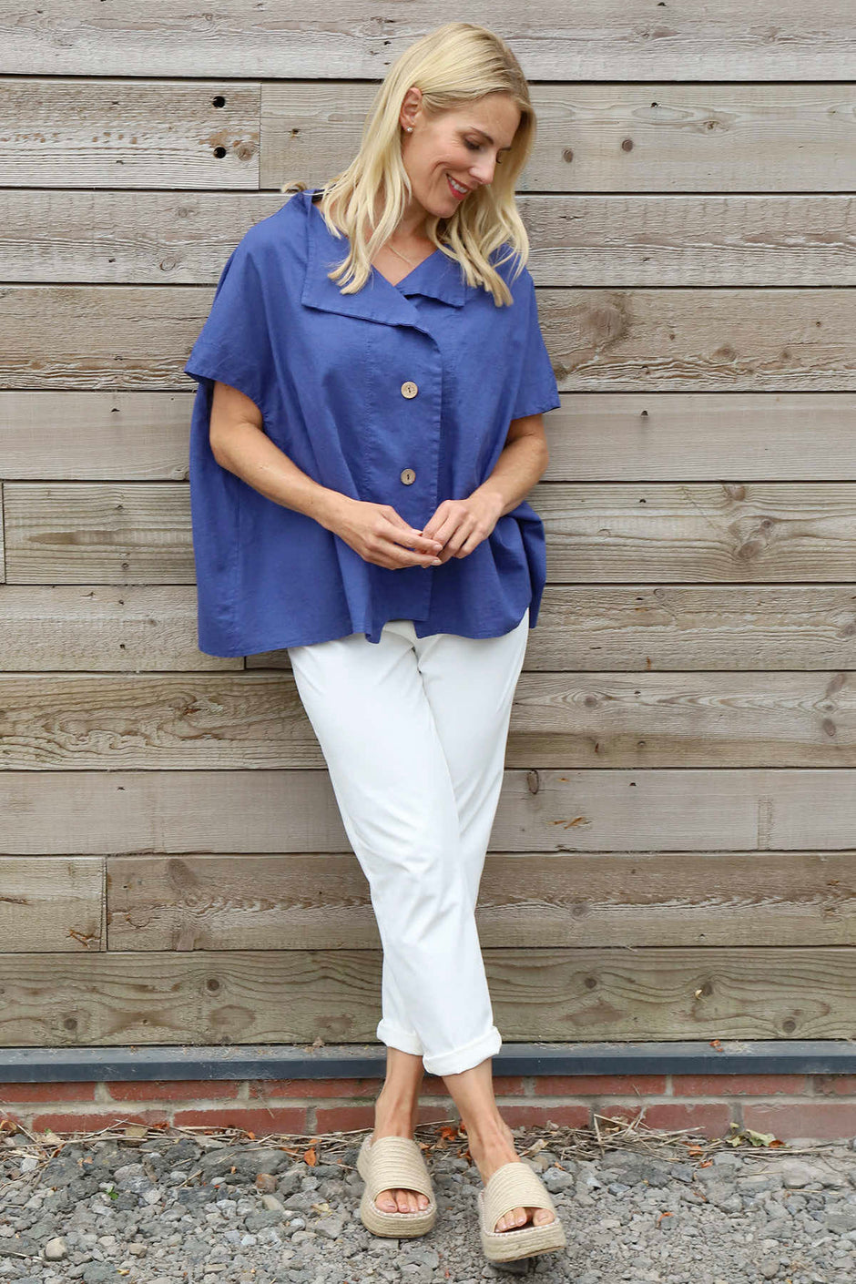 Sabella Linen Shirt Royal Blue