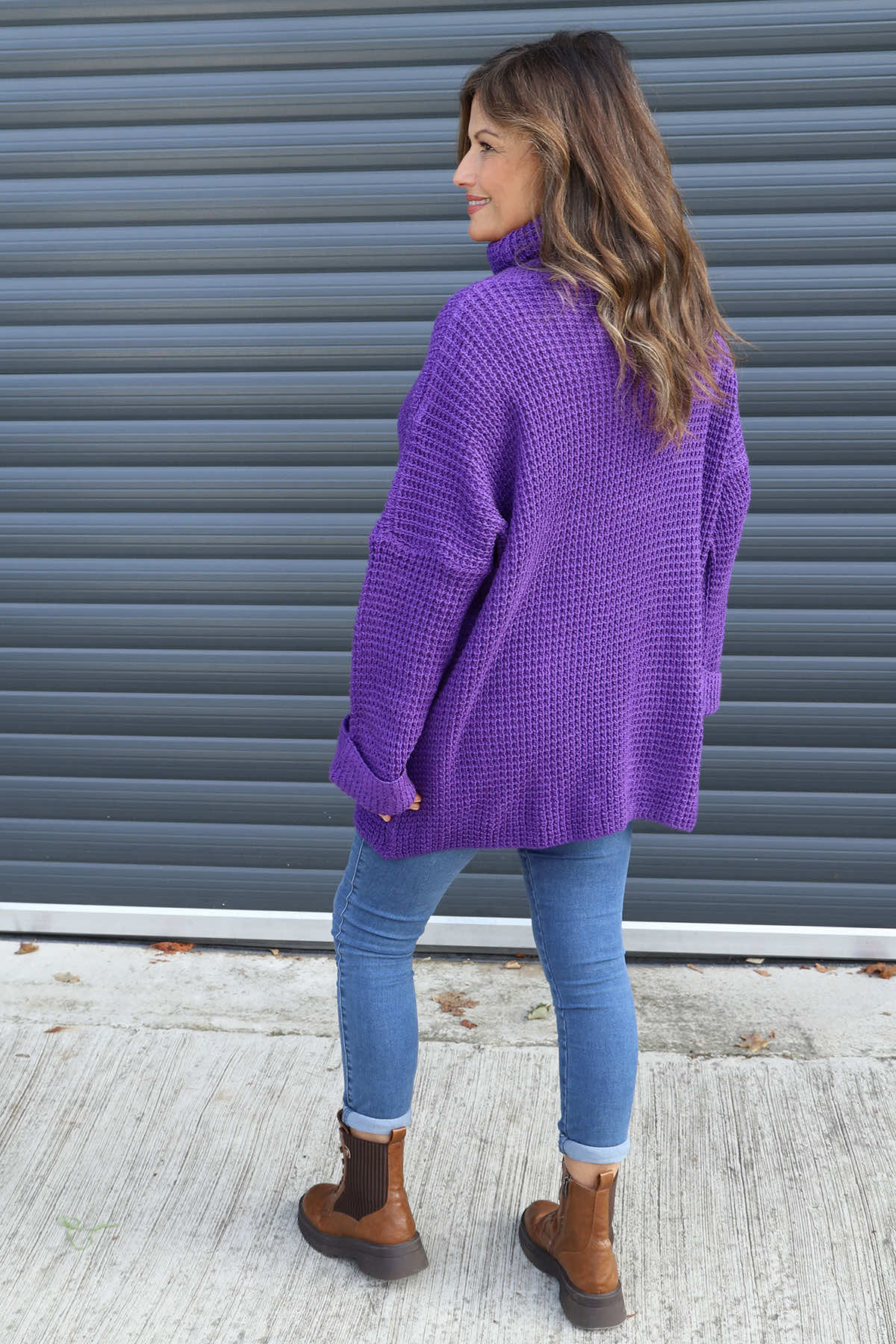 Romilly Polo Neck Knitted Jumper Purple