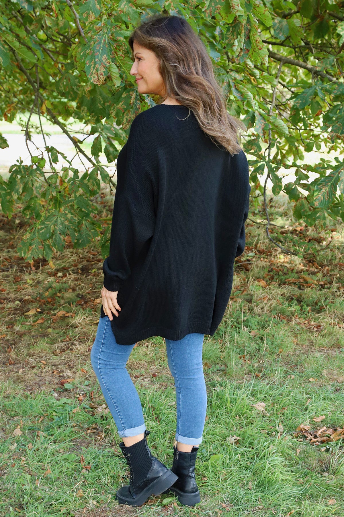 Josephine V-Neck Knitted Jumper Black