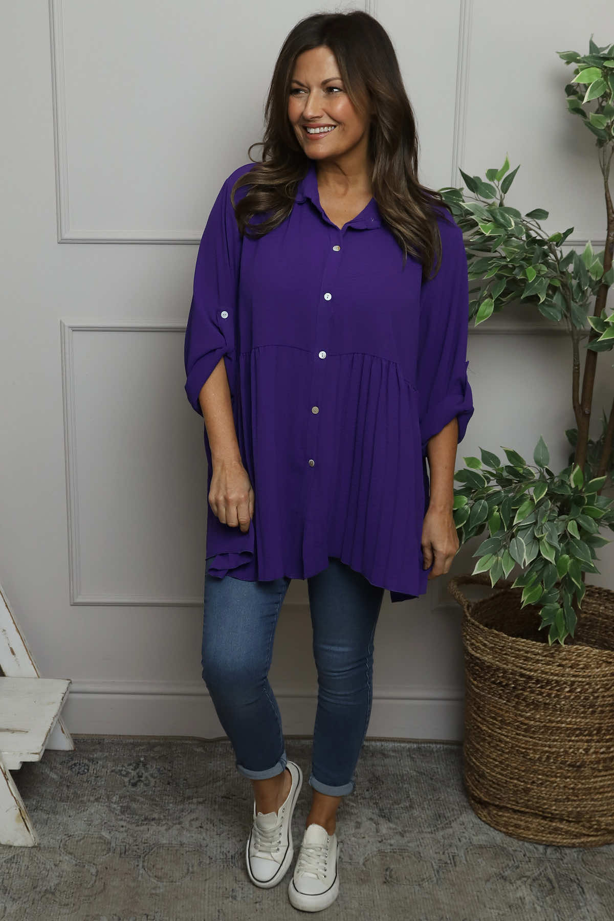 Jennifer Pleated Shirt Purple