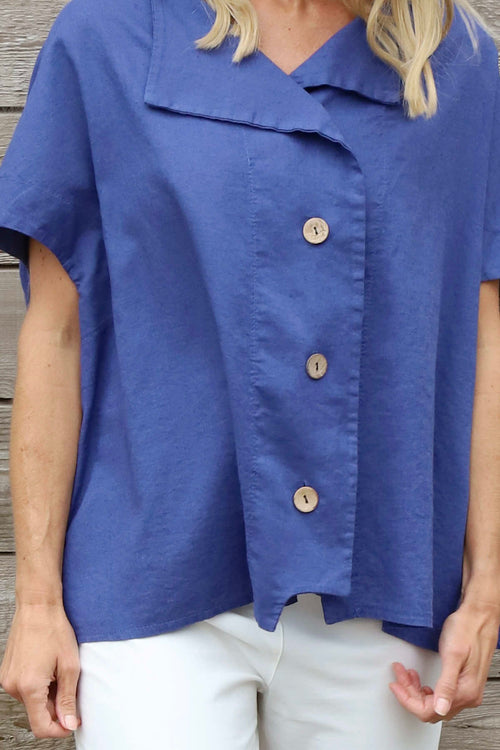 Sabella Linen Shirt Royal Blue - Image 3