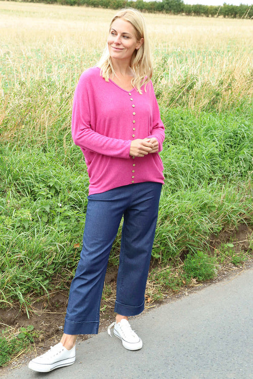 Blythe Button Detail Top Berry - Image 1