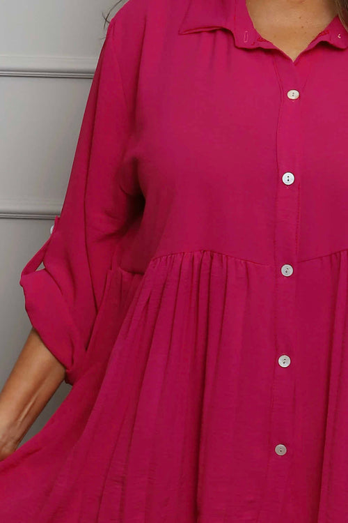 Jennifer Pleated Shirt Fuchsia - Image 3