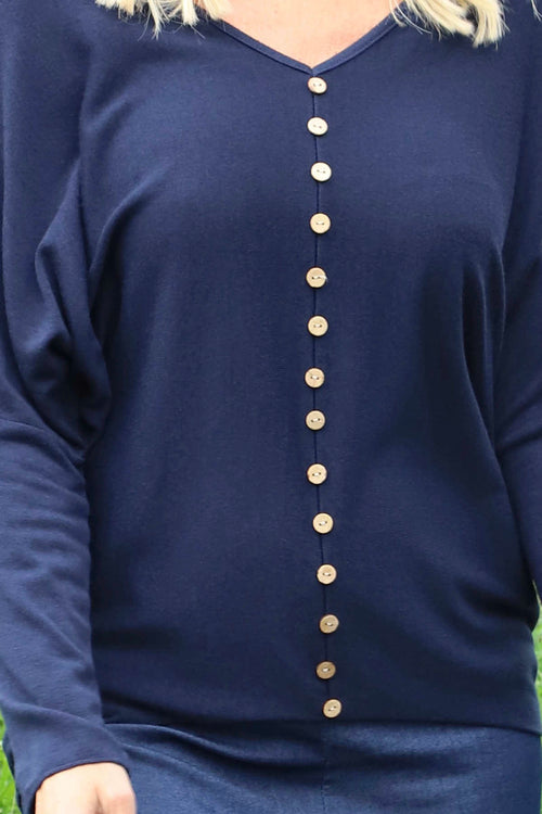 Blythe Button Detail Top Navy - Image 3