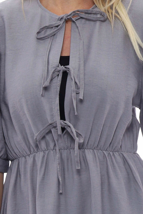 Aloha Tie Front Dress Grey - Image 5