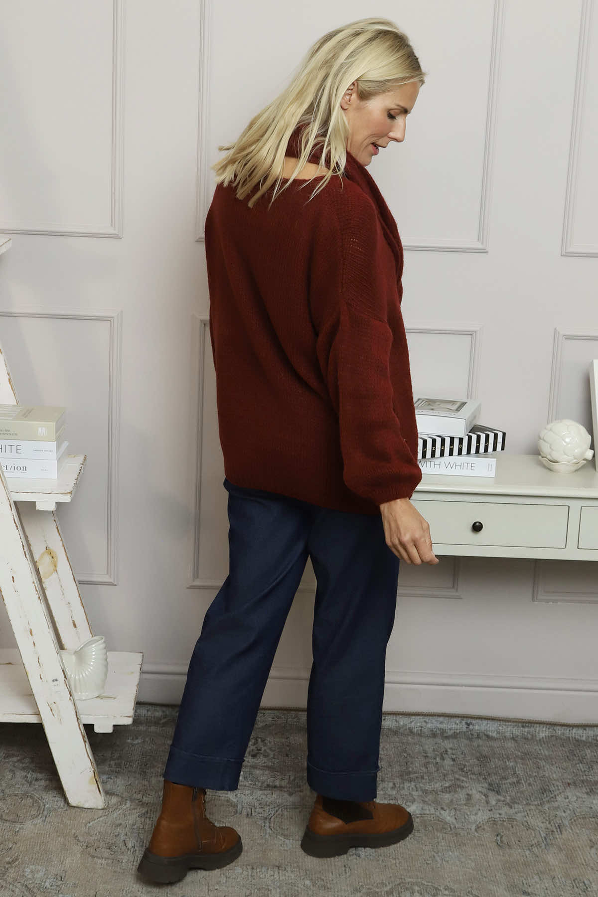 Baylin Scarf Knitted Jumper Wine