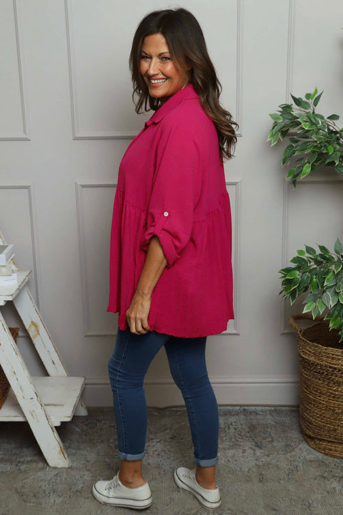 Jennifer Pleated Shirt Fuchsia - Image 4