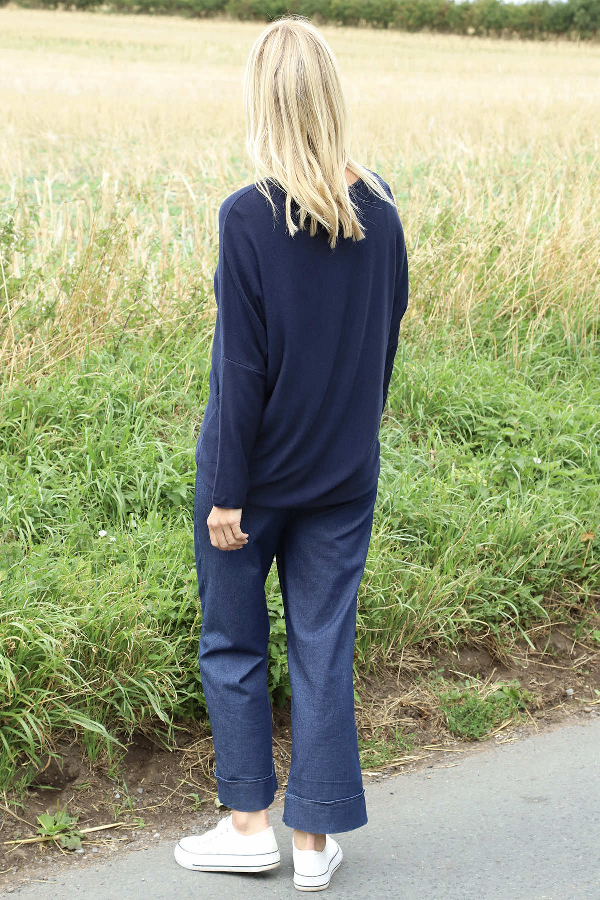 Blythe Button Detail Top Navy