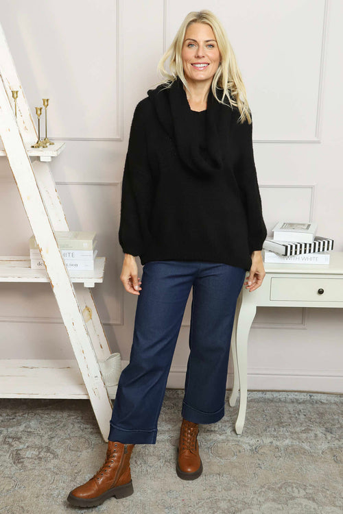 Baylin Scarf Knitted Jumper Black