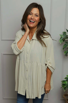 Jennifer Pleated Shirt Stone