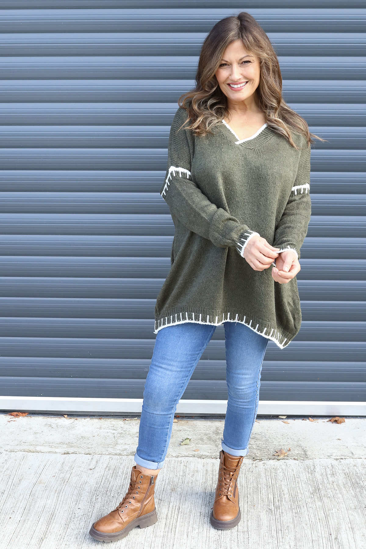 Emma Knitted Jumper Khaki