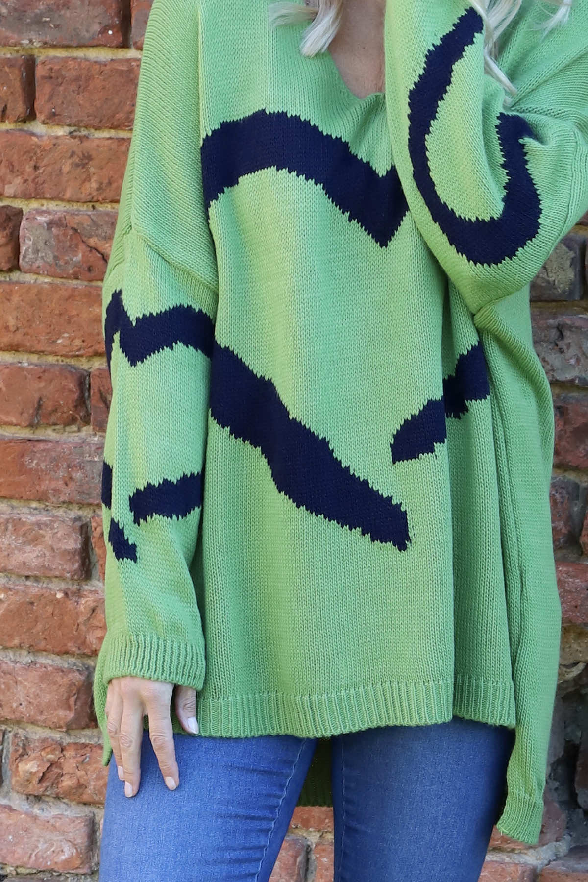 Roxanna Heart Knitted Jumper Green