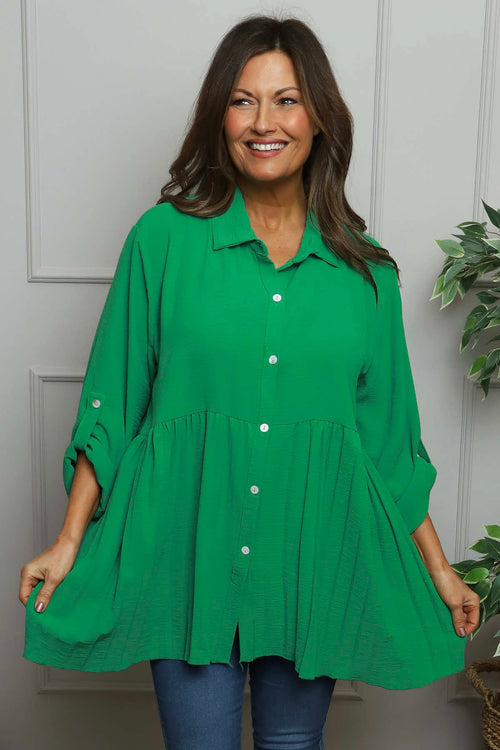 Jennifer Pleated Shirt Emerald - Image 2