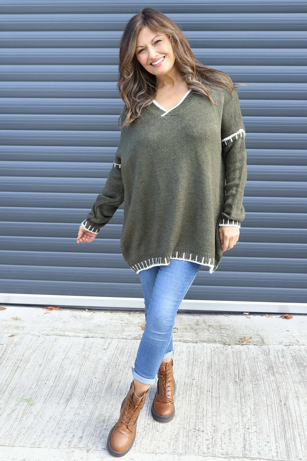 Emma Knitted Jumper Khaki