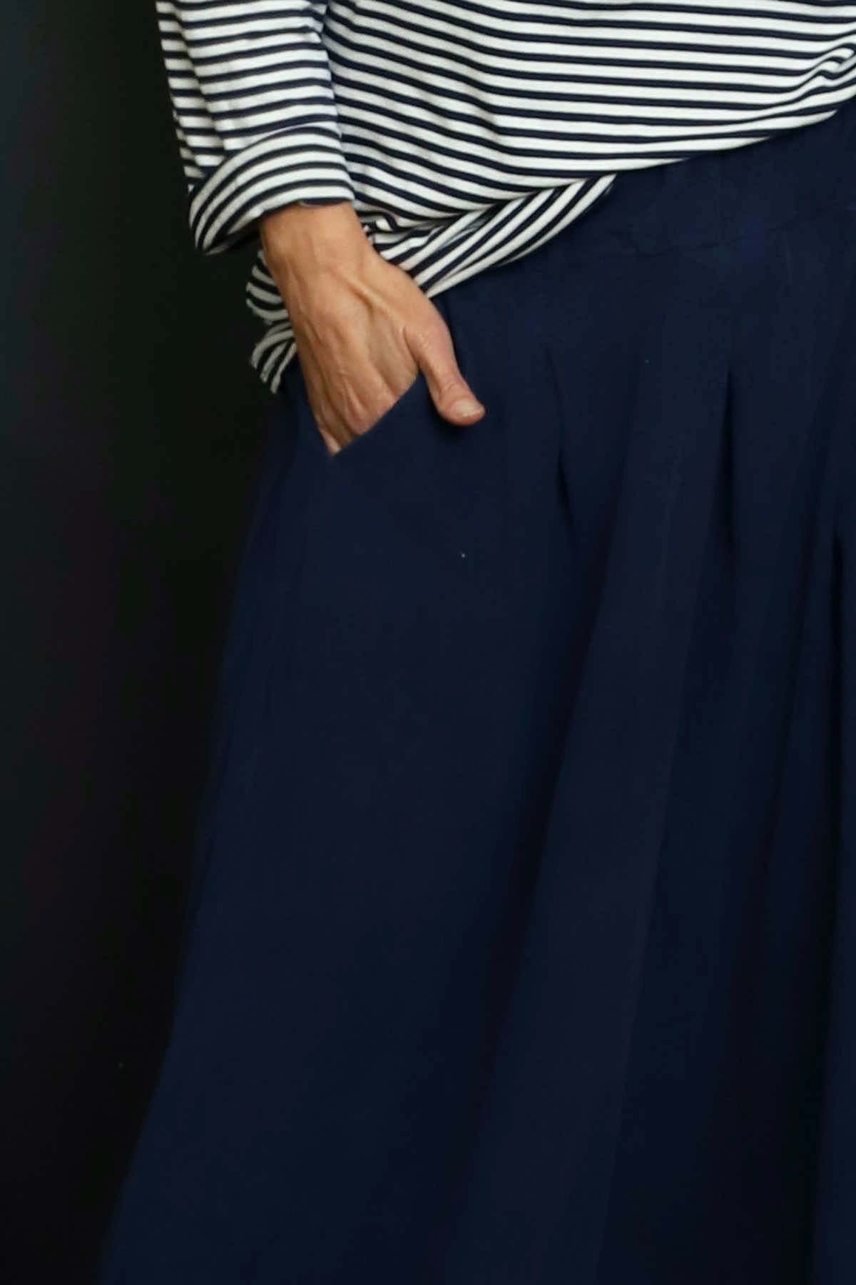 Trish Wide Leg Needlecord Trousers Navy