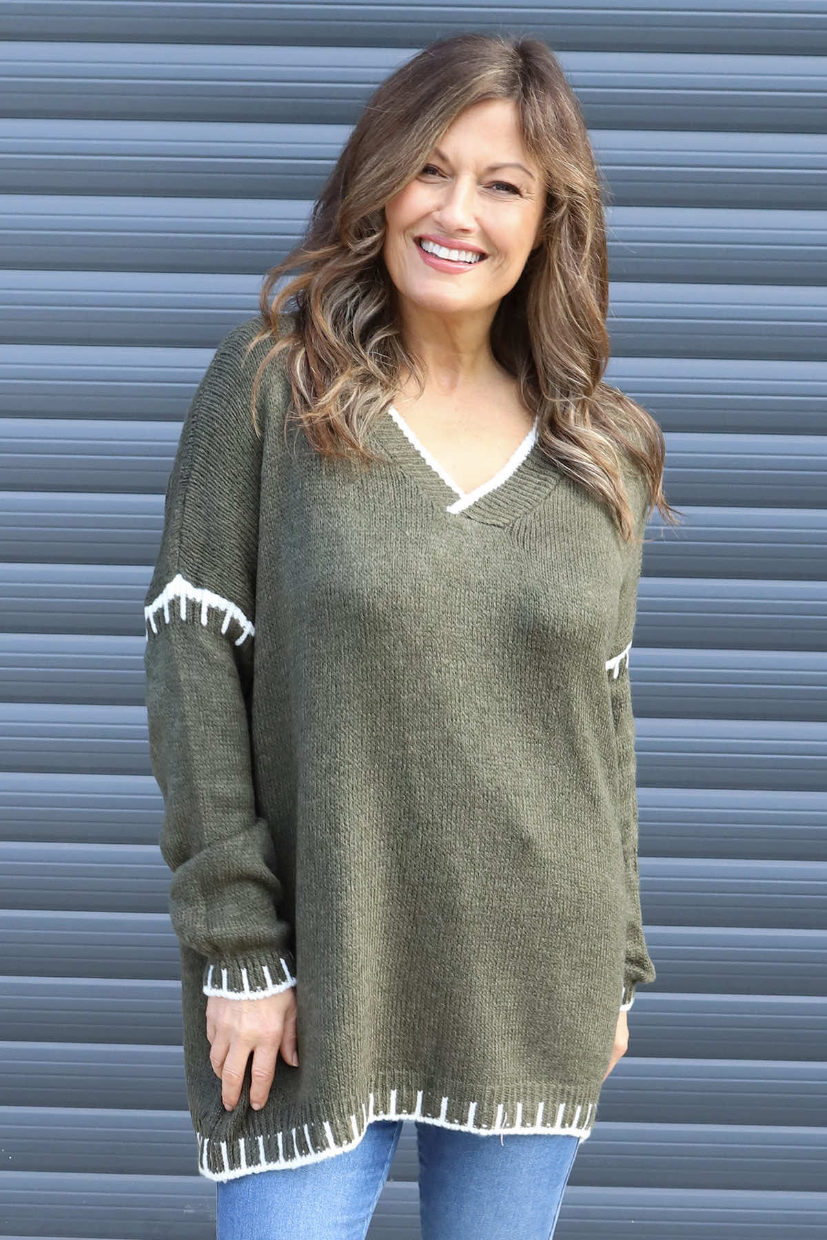 Emma Knitted Jumper Khaki