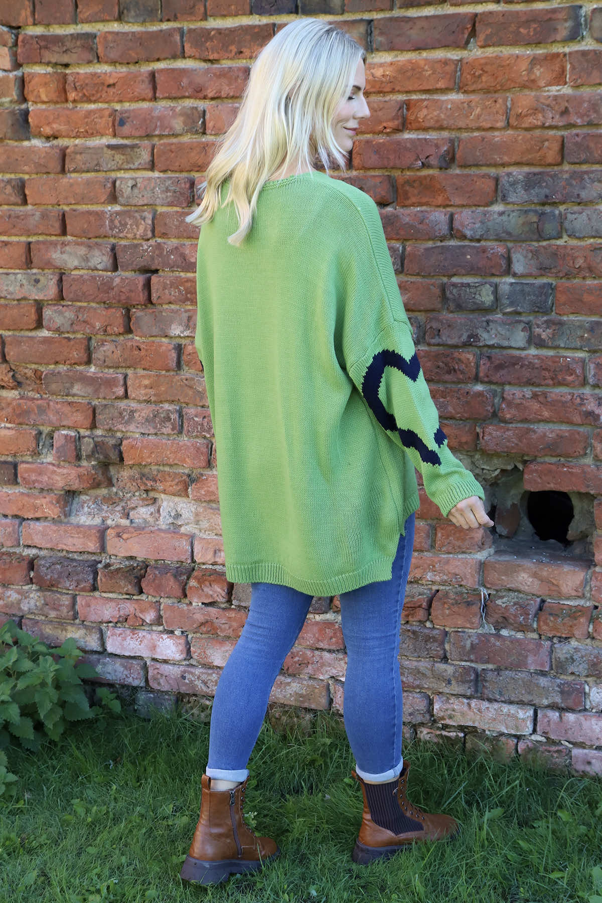 Roxanna Heart Knitted Jumper Green