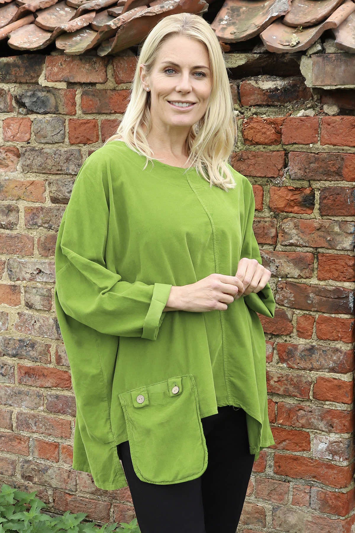 Daisy Needlecord Top Green