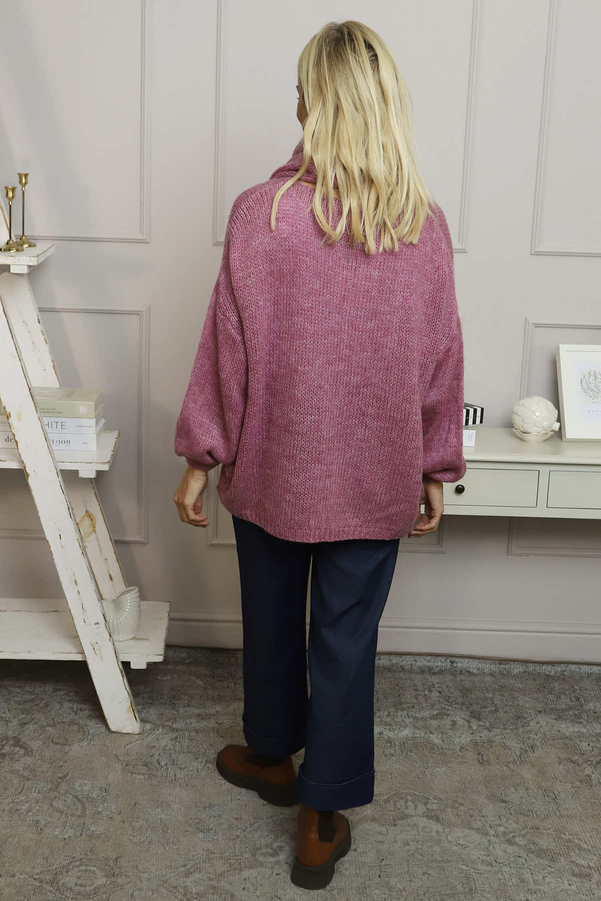 Baylin Scarf Knitted Jumper Pink