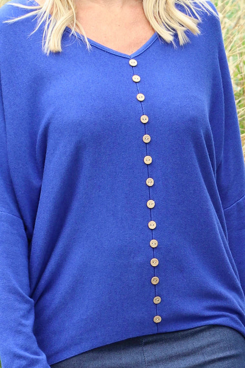 Blythe Button Detail Top Cobalt - Image 3