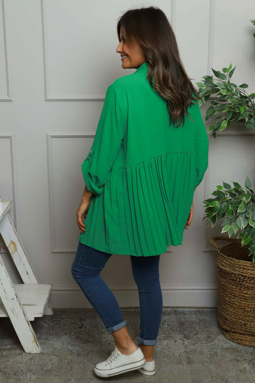 Jennifer Pleated Shirt Emerald - Image 4